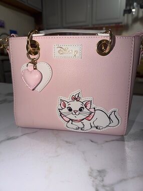 Disney Pink Marie Satchel with Gold Hardware and Heart Charm